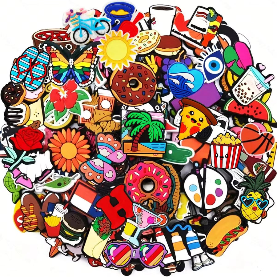 10/30/50/100pcs Random Shoe Charms, Suitable For Sandals, Food/Animal/Fruit/Cartoon/Summer Series, DIY Shoe Decorations, High-Quality Accessories, Great Gifts For Teenagers, Men, Women And Adults